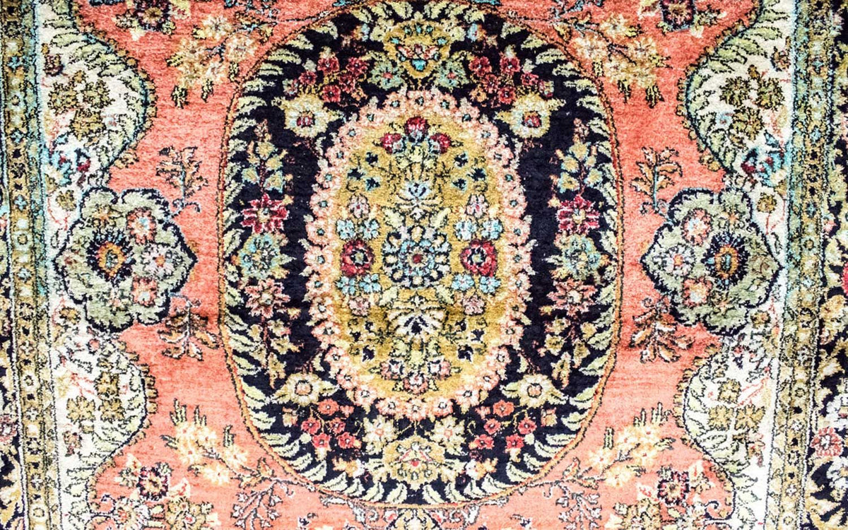 Jedwabny dywan - Kayseri - 155 x 110 cm - rdza