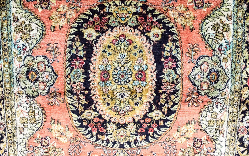Jedwabny dywan - Kayseri - 155 x 110 cm - rdza