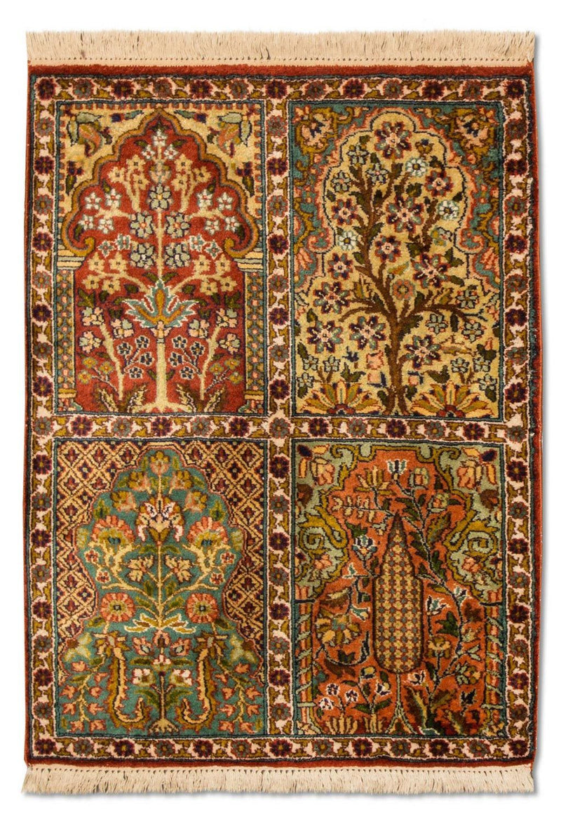 Jedwabny dywan - Kashmir Silk - 91 x 65 cm - wielokolorowy