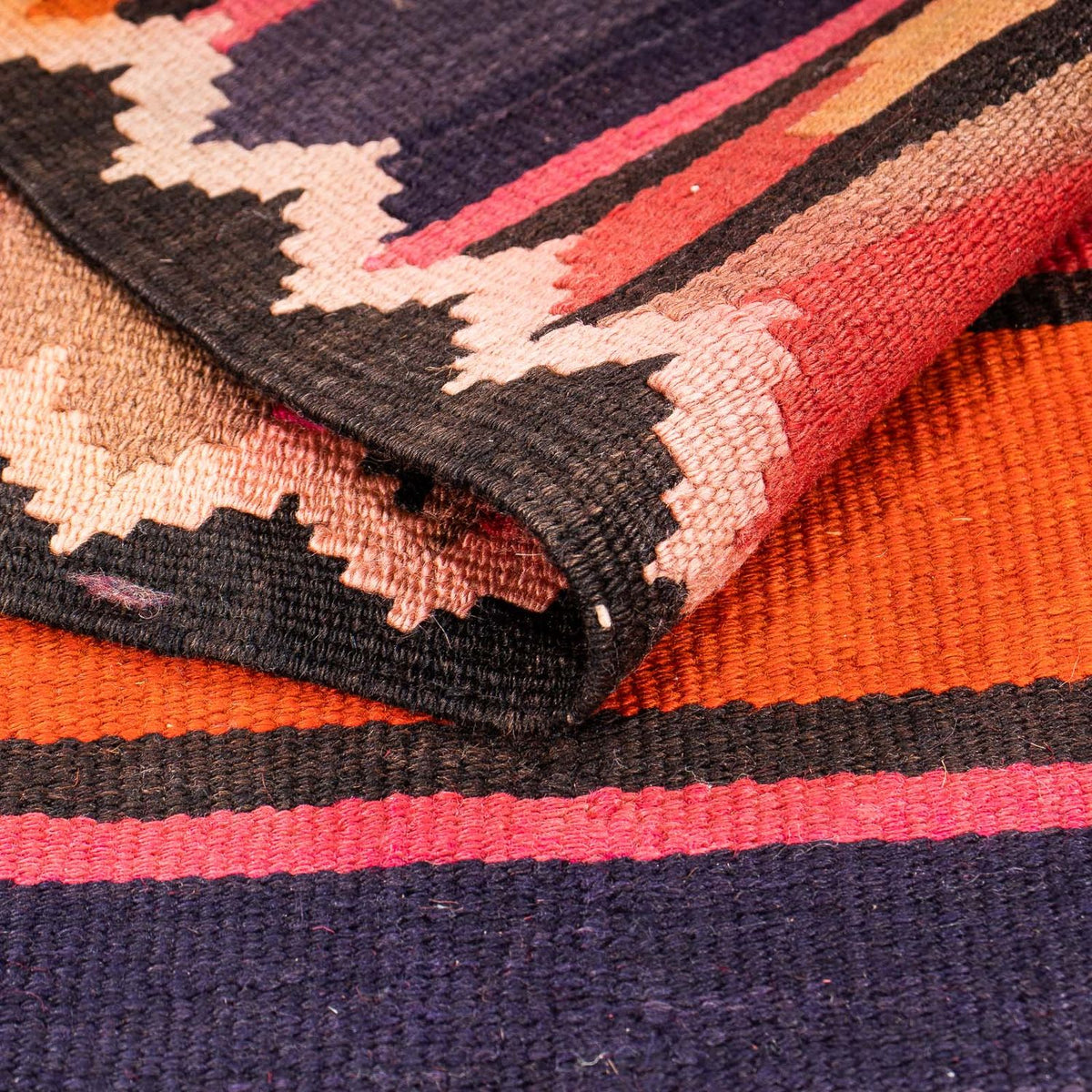 Biegacz Dywan Kelim - Stary - 340 x 125 cm - wielokolorowy