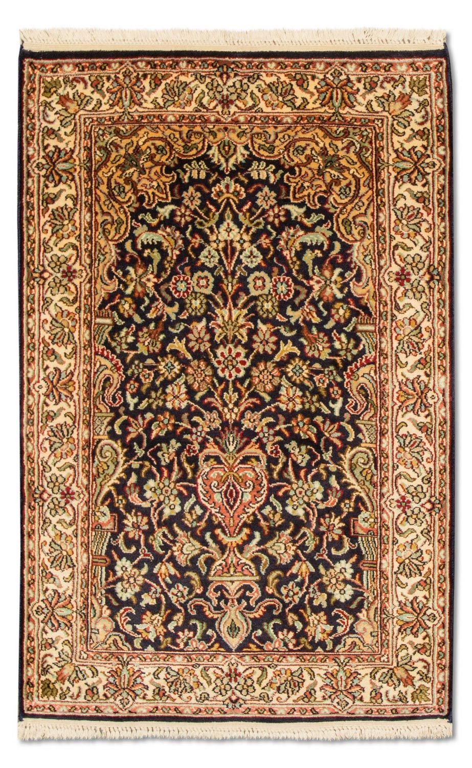 Jedwabny dywan - Kashmir Silk - 94 x 60 cm - ciemnoniebieski