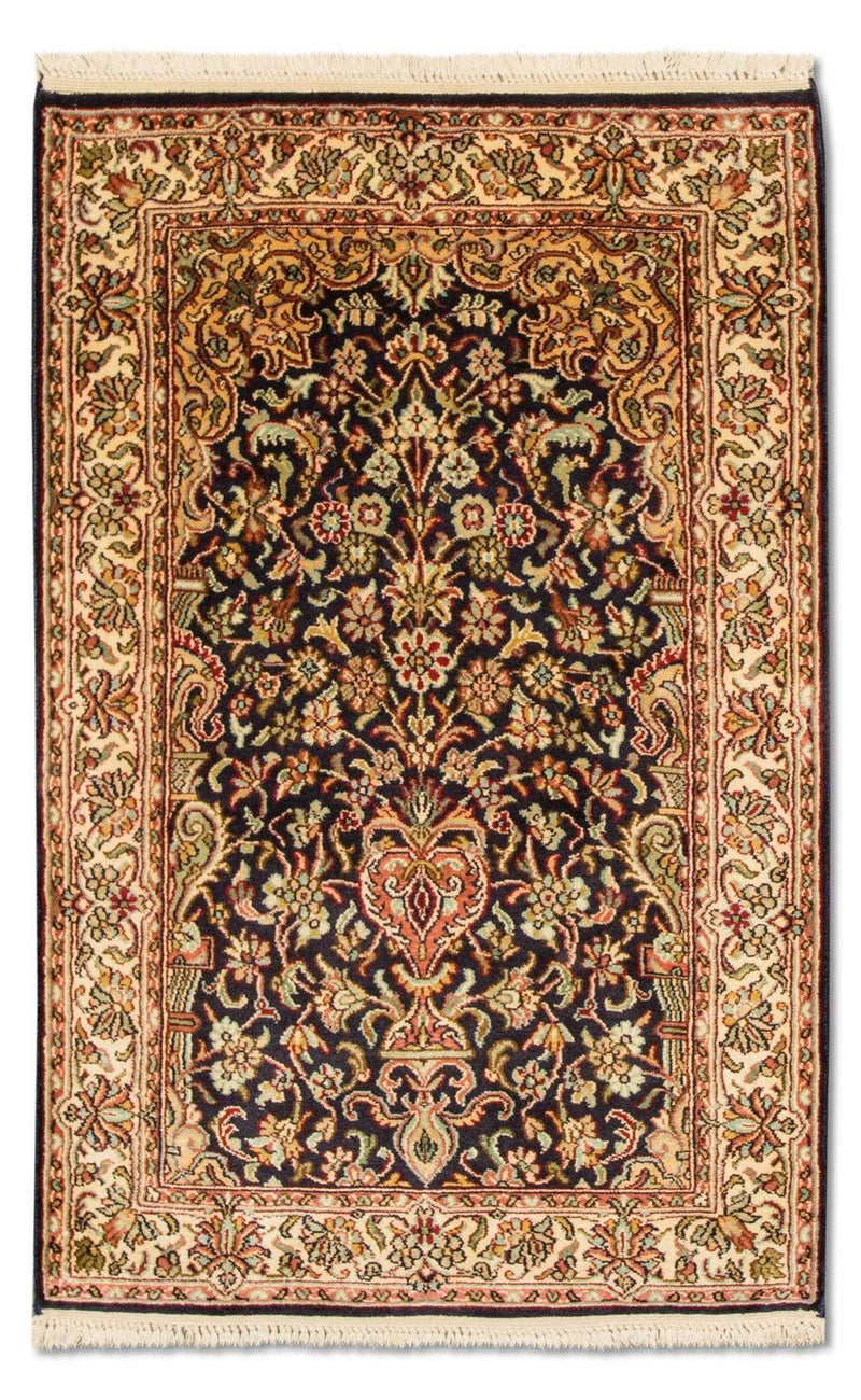Jedwabny dywan - Kashmir Silk - 94 x 60 cm - ciemnoniebieski