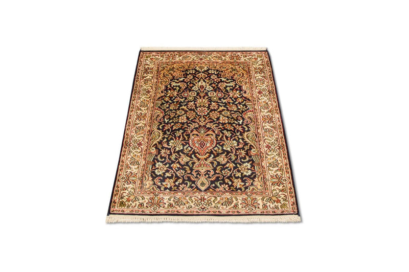 Jedwabny dywan - Kashmir Silk - 94 x 60 cm - ciemnoniebieski