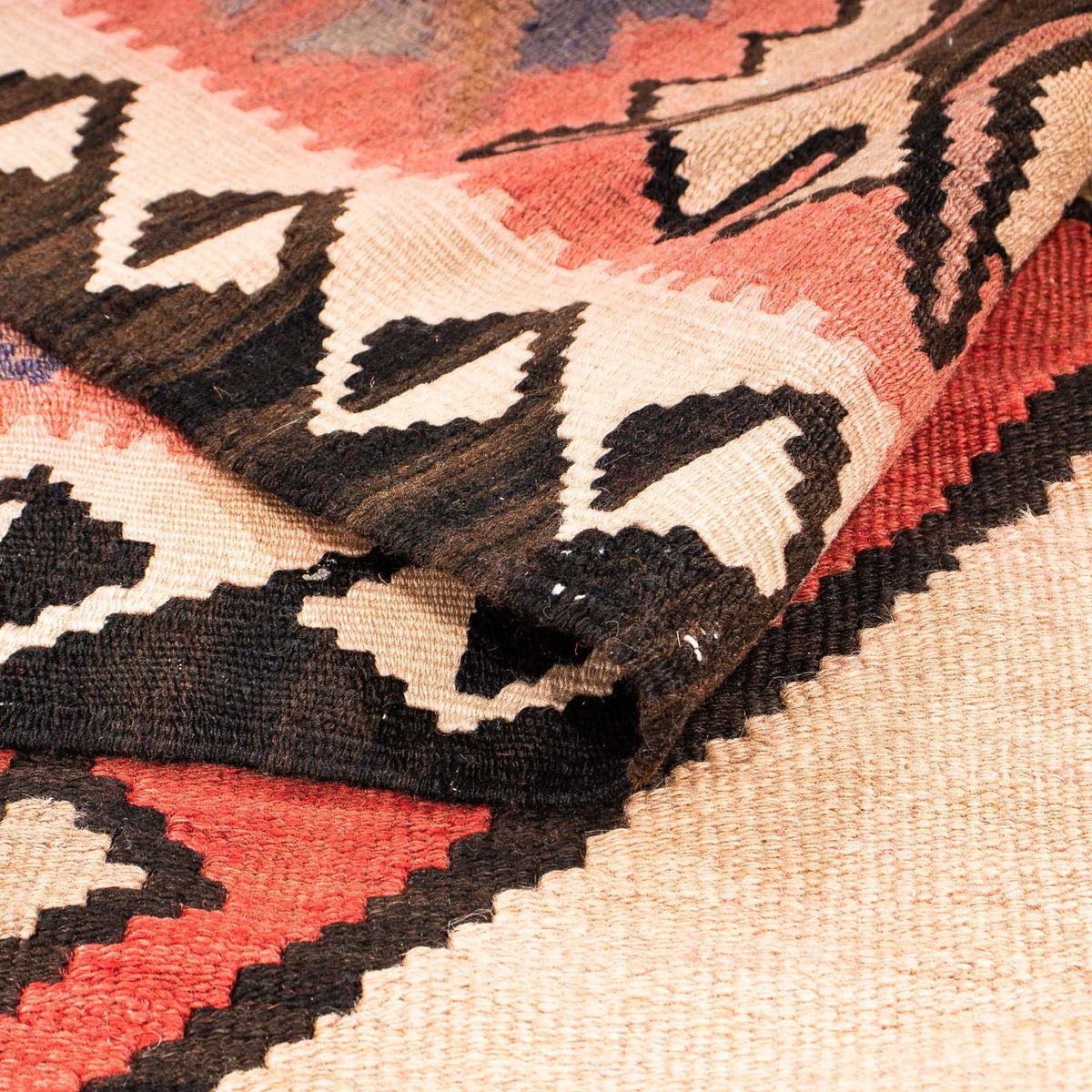 Biegacz Dywan Kelim - Stary - 360 x 155 cm - wielokolorowy