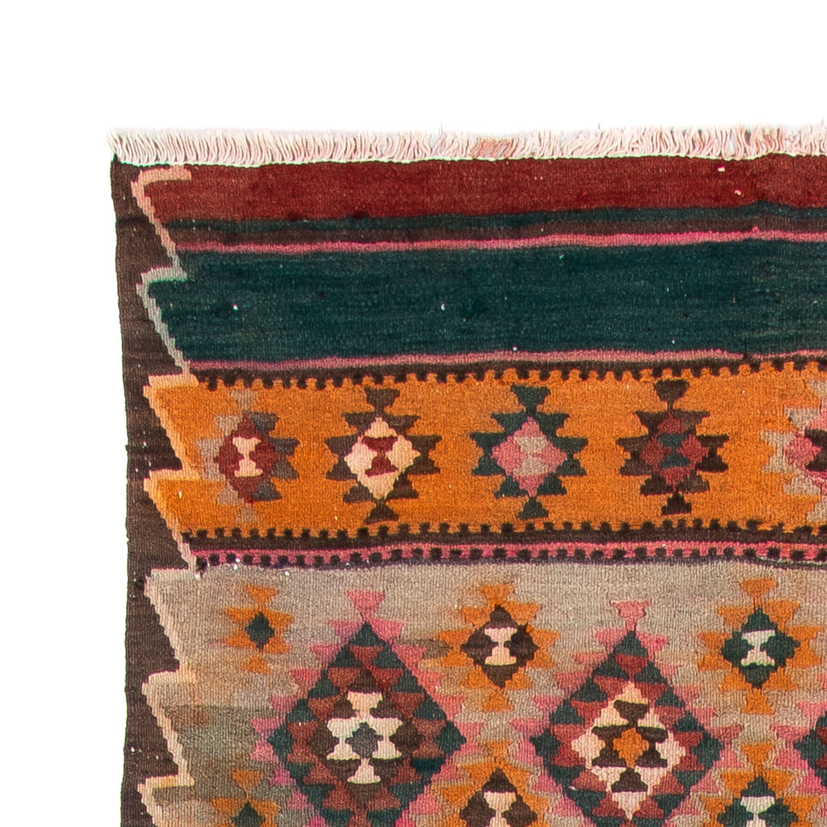 Biegacz Dywan Kelim - Stary - 370 x 145 cm - wielokolorowy