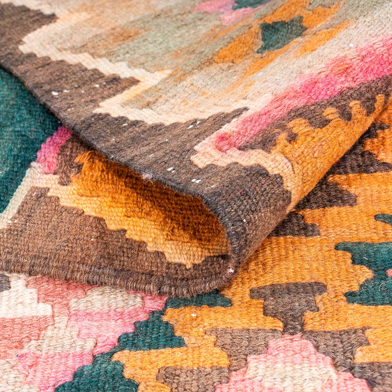 Biegacz Dywan Kelim - Stary - 370 x 145 cm - wielokolorowy