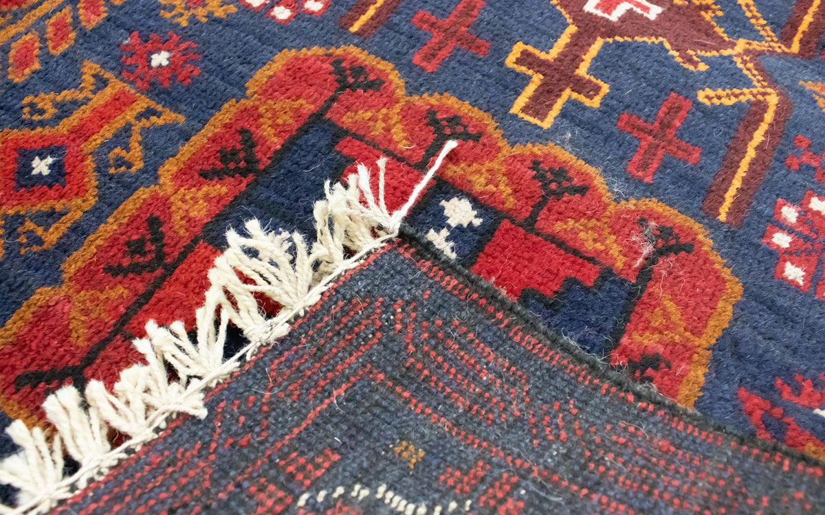 Dywan beludżycki - 138 x 84 cm - niebieski