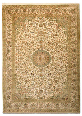 Jedwabny dywan - Kashmir Silk - 314 x 213 cm - beżowy