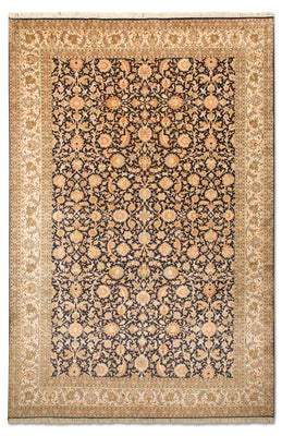 Jedwabny dywan - Kashmir Silk - 285 x 183 cm - ciemnoniebieski