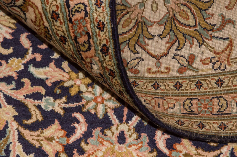 Jedwabny dywan - Kashmir Silk - 285 x 183 cm - ciemnoniebieski