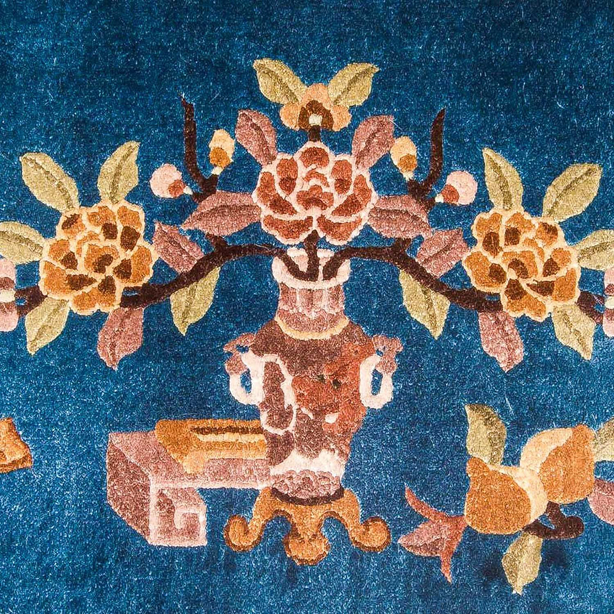 Dywan z jedwabiu - jedwab chiński - 122 x 69 cm - ciemnoniebieski