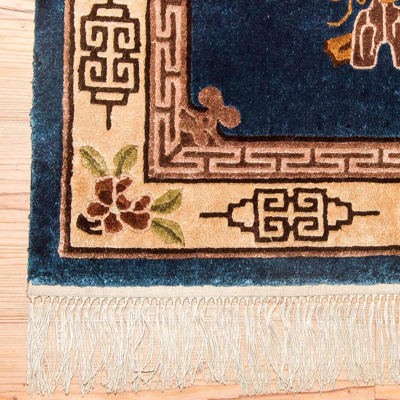 Dywan z jedwabiu - jedwab chiński - 122 x 69 cm - ciemnoniebieski