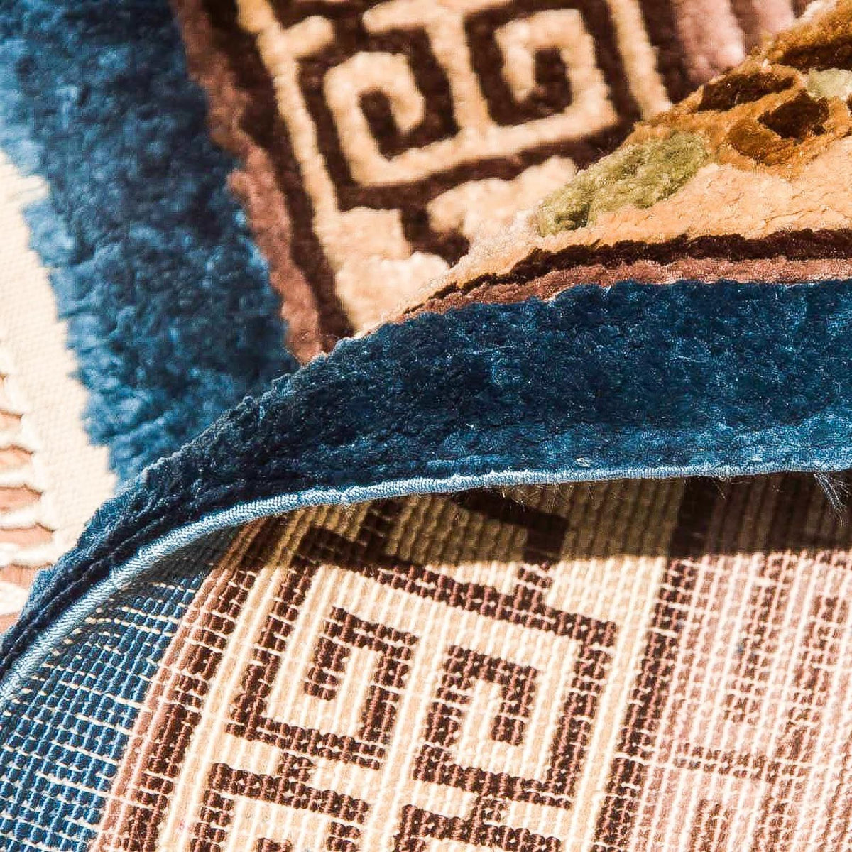 Dywan z jedwabiu - jedwab chiński - 122 x 69 cm - ciemnoniebieski