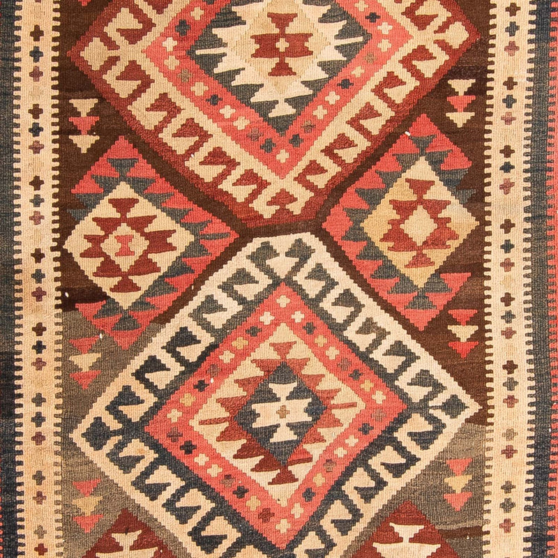 Biegacz Dywan Kelim - Stary - 402 x 135 cm - wielokolorowy