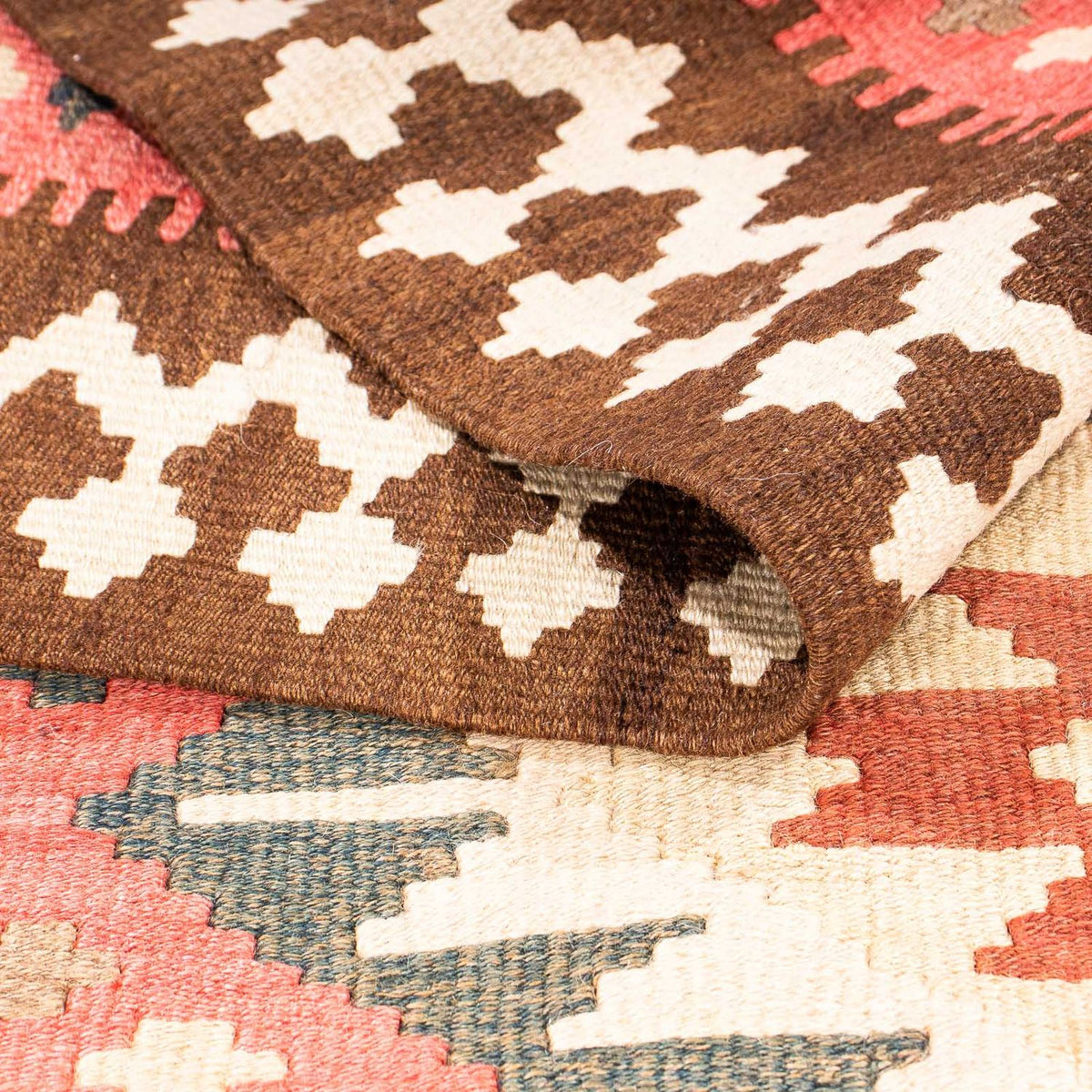 Biegacz Dywan Kelim - Stary - 402 x 135 cm - wielokolorowy