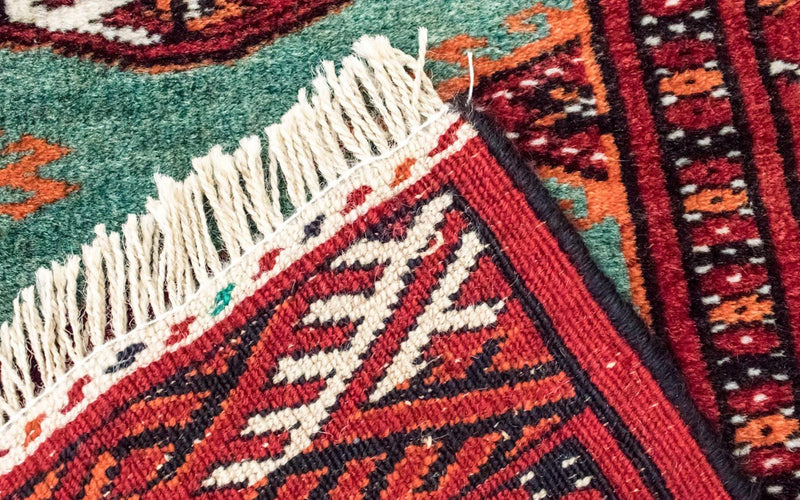 Dywan turkmeński - 124 x 100 cm - turkusowy