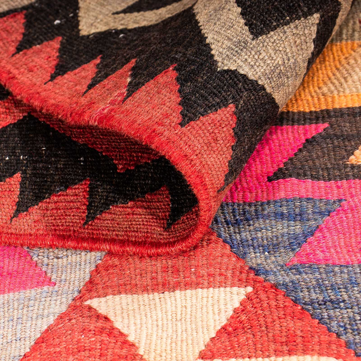 Biegacz Dywan Kelim - Stary - 350 x 150 cm - wielokolorowy