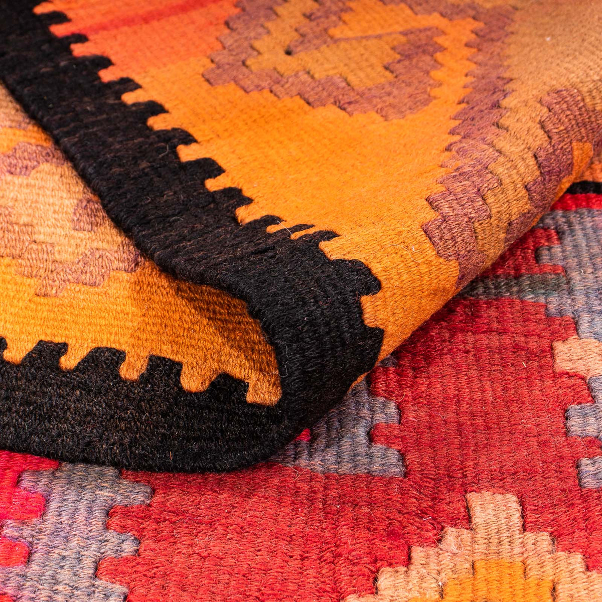 Biegacz Dywan Kelim - Stary - 325 x 140 cm - wielokolorowy