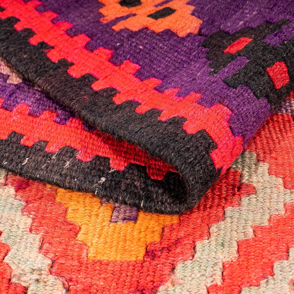 Dywan Kelim - Stary kwadratowy  - 150 x 142 cm - wielokolorowy