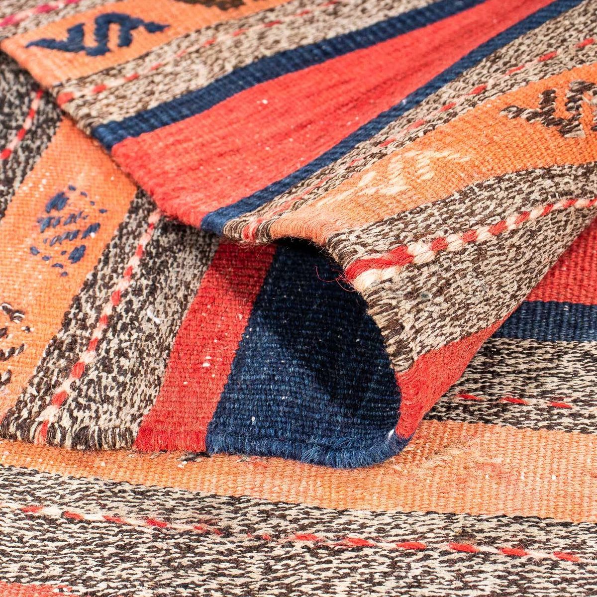 Biegacz Dywan Kelim - Stary - 312 x 142 cm - wielokolorowy