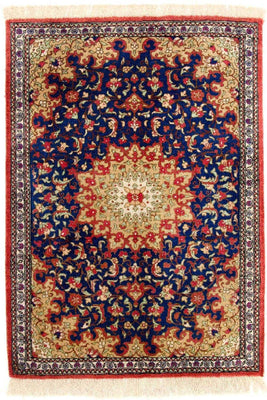 Jedwabny dywan - Ghom Silk - Premium - 75 x 56 cm - niebieski