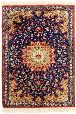 Jedwabny dywan - Ghom Silk - Premium - 75 x 56 cm - niebieski