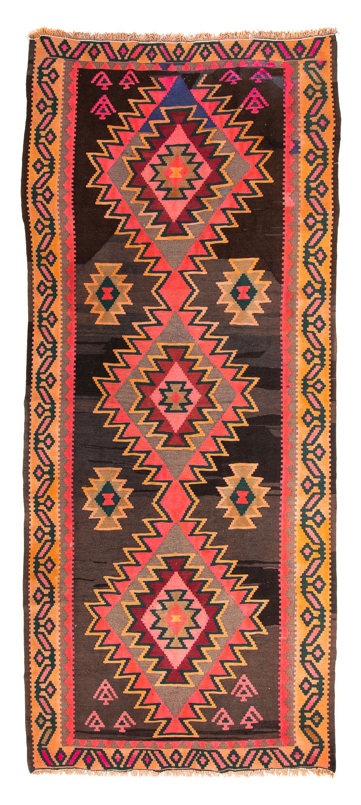 Biegacz Dywan Kelim - Stary - 335 x 150 cm - wielokolorowy