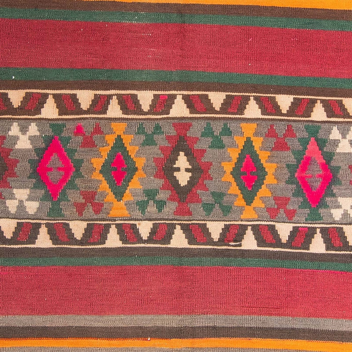 Biegacz Dywan Kelim - Stary - 400 x 142 cm - wielokolorowy