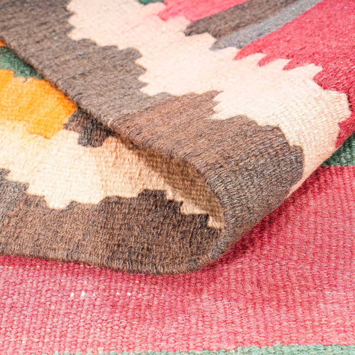 Biegacz Dywan Kelim - Stary - 400 x 142 cm - wielokolorowy