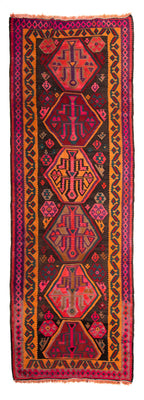 Biegacz Dywan Kelim - Stary - 375 x 142 cm - wielokolorowy