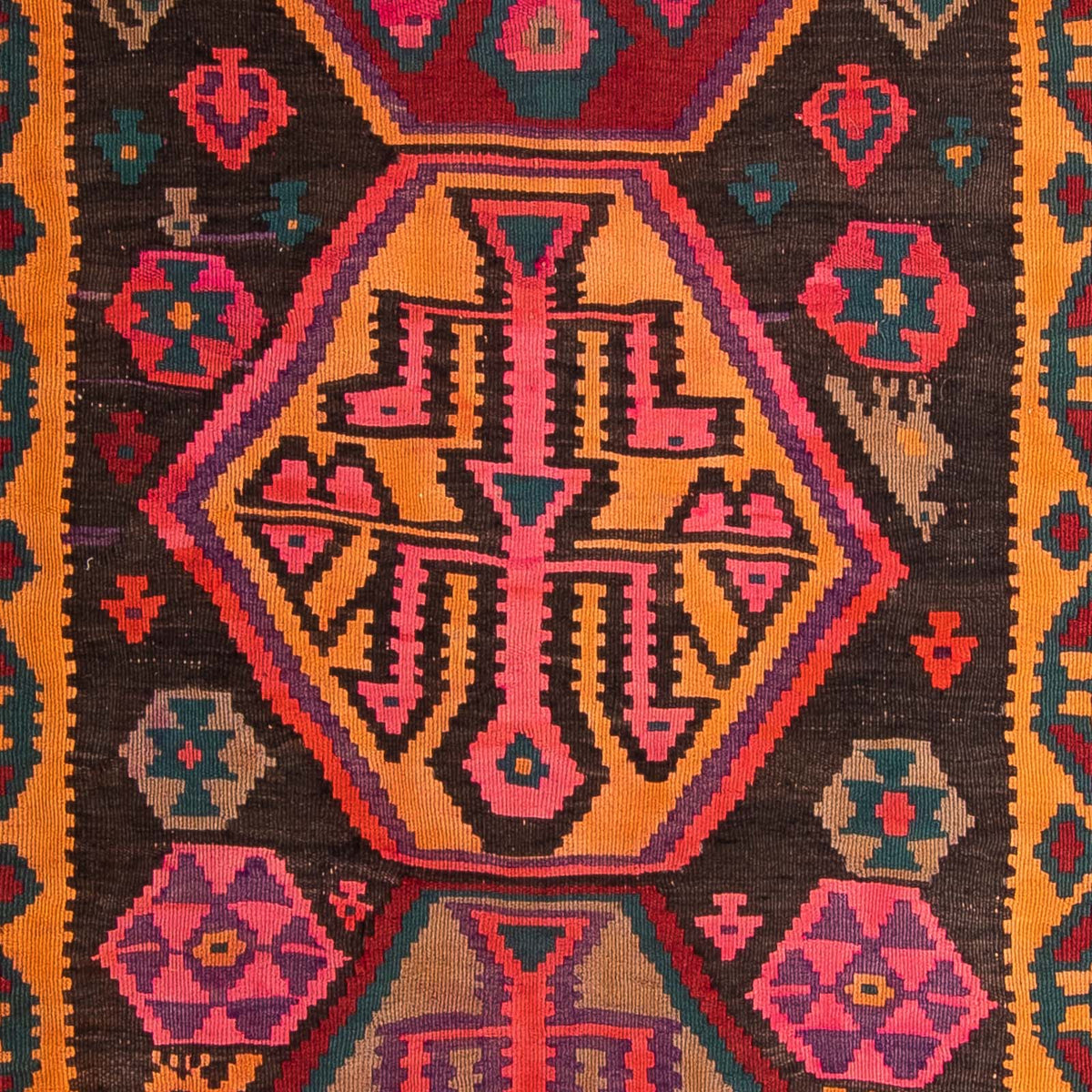 Biegacz Dywan Kelim - Stary - 375 x 142 cm - wielokolorowy