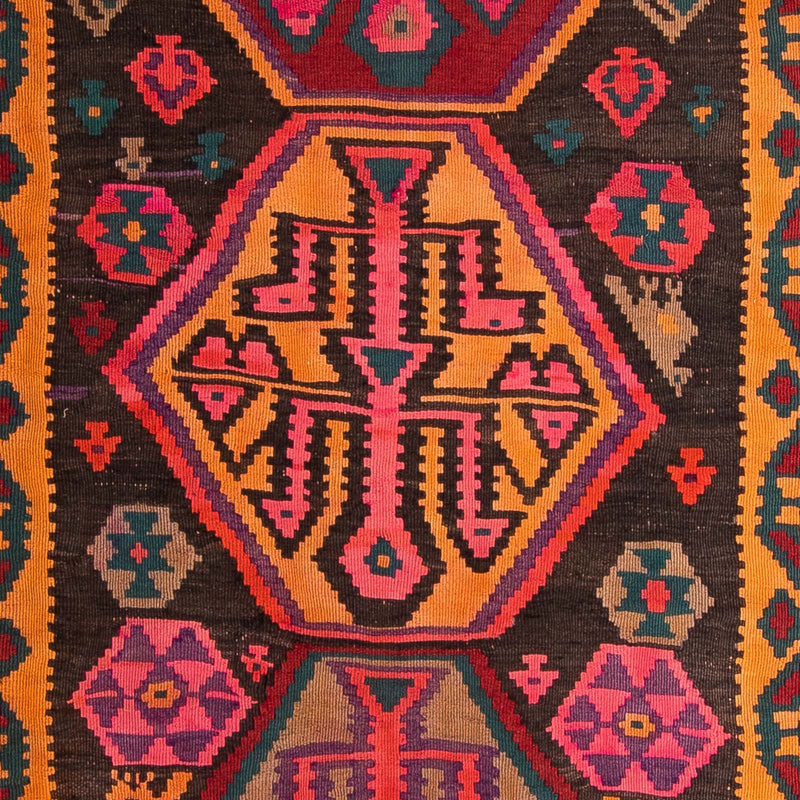 Biegacz Dywan Kelim - Stary - 375 x 142 cm - wielokolorowy