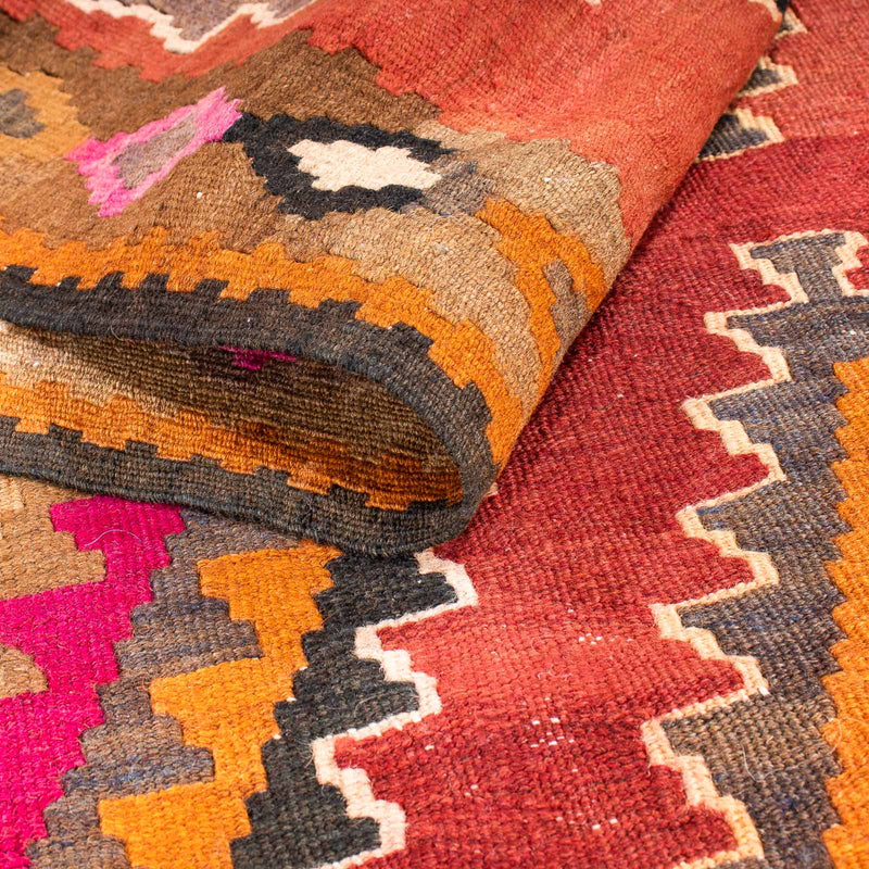 Biegacz Dywan Kelim - Stary - 330 x 130 cm - wielokolorowy