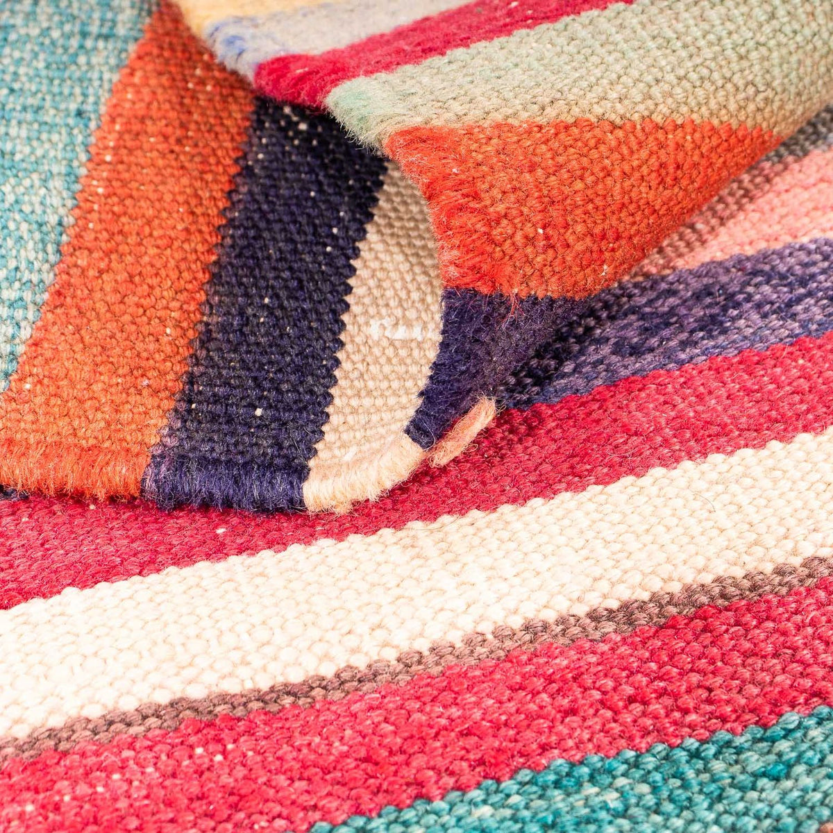 Dywan Kelim - Stary - 190 x 145 cm - wielokolorowy