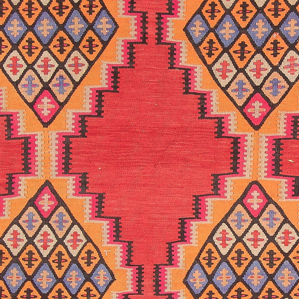 Biegacz Dywan Kelim - Stary - 395 x 180 cm - czerwony