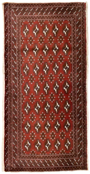 Dywan turkmeński - 130 x 60 cm - czerwony