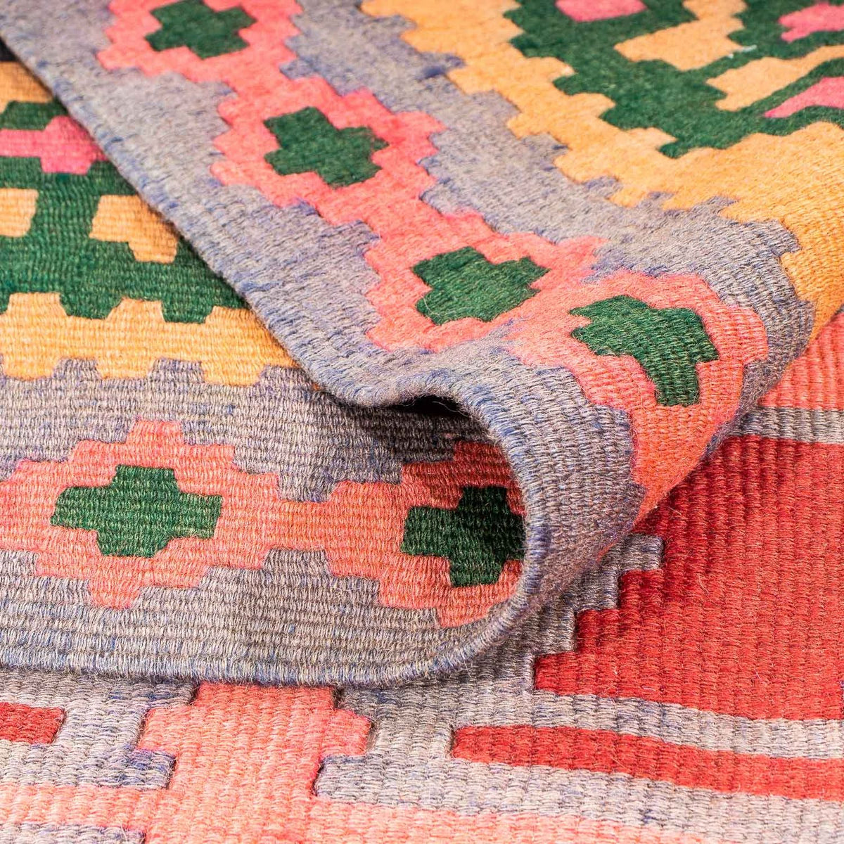 Biegacz Dywan Kelim - Stary - 340 x 150 cm - wielokolorowy