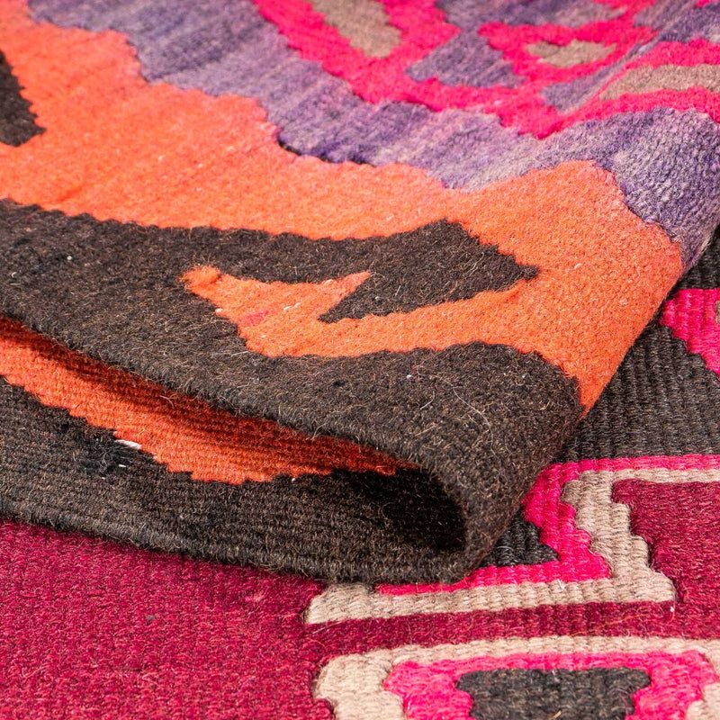 Biegacz Dywan Kelim - Stary - 390 x 141 cm - wielokolorowy