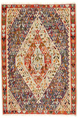 Dywan Kelim - Stary - 153 x 119 cm - niebieski