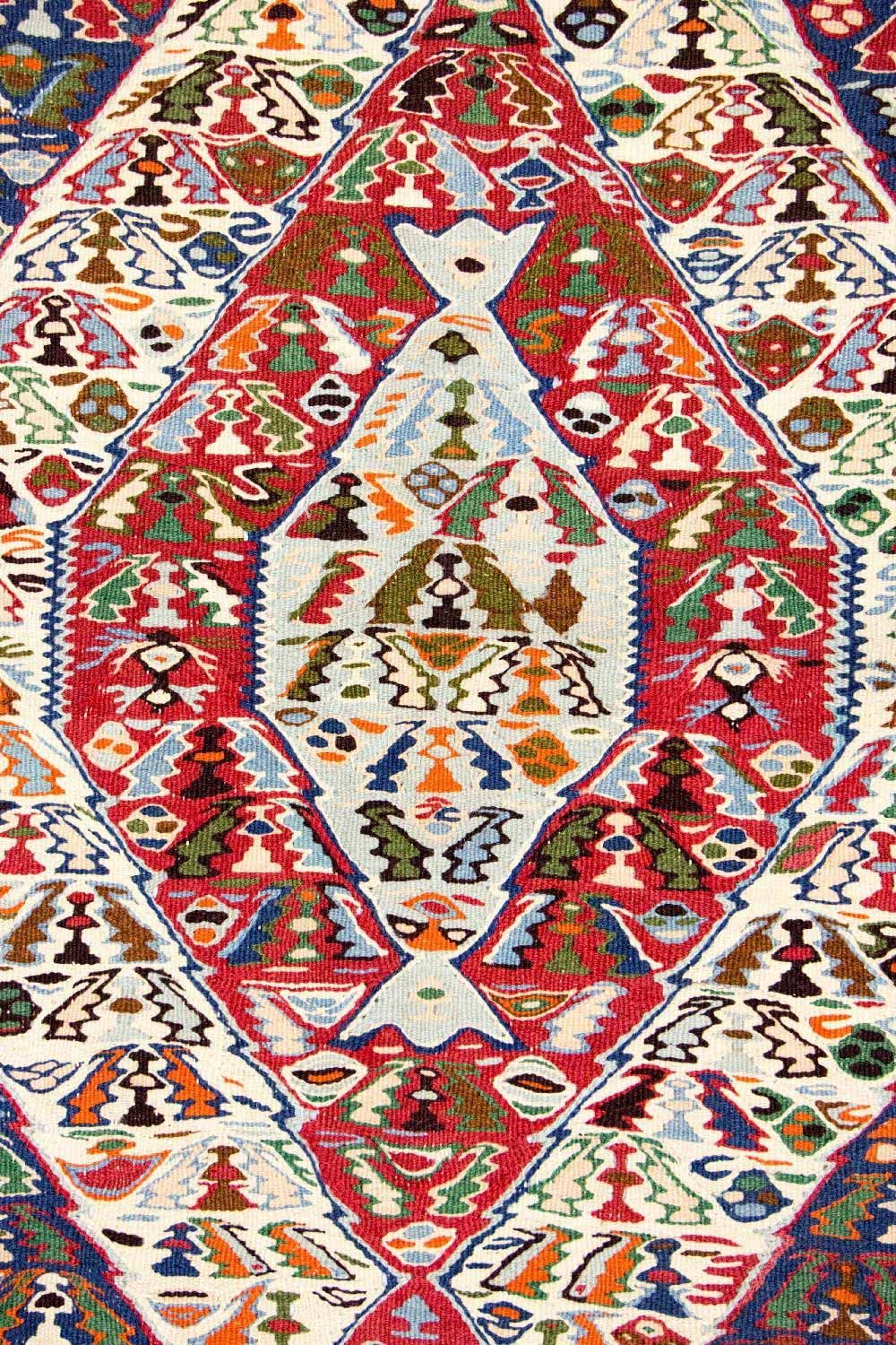 Dywan Kelim - Stary - 153 x 119 cm - niebieski