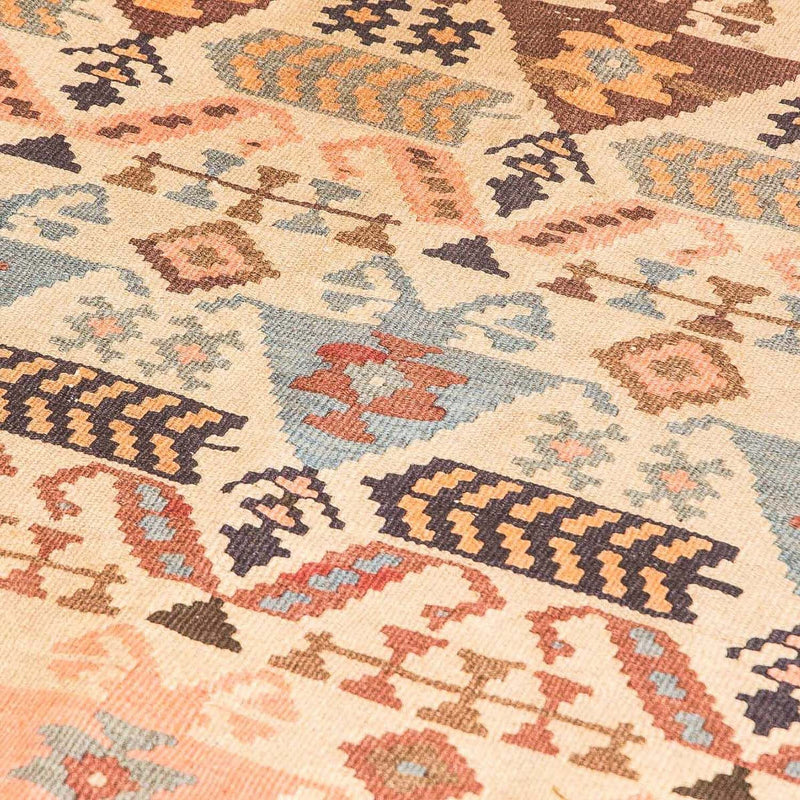 Biegacz Dywan Kelim - Stary - 195 x 108 cm - beżowy