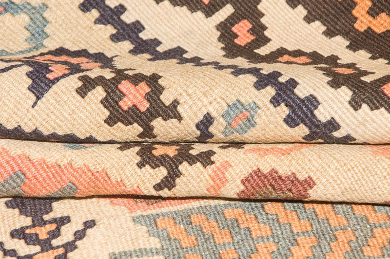 Biegacz Dywan Kelim - Stary - 195 x 108 cm - beżowy