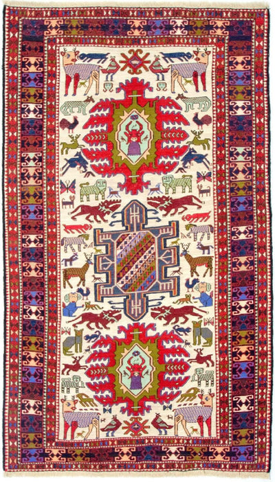 Jedwabny kilim Dywan 118x212cm