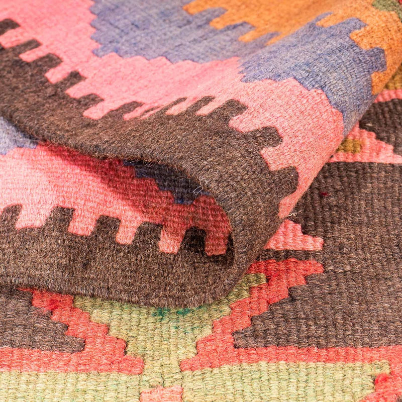 Biegacz Dywan Kelim - Stary - 330 x 155 cm - wielokolorowy