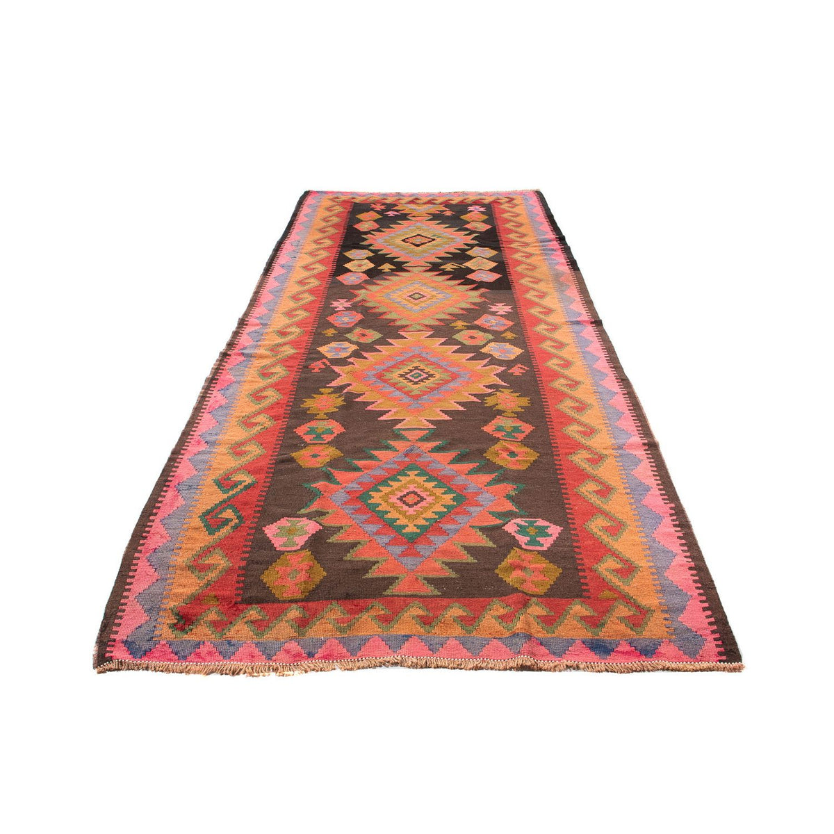 Biegacz Dywan Kelim - Stary - 330 x 155 cm - wielokolorowy