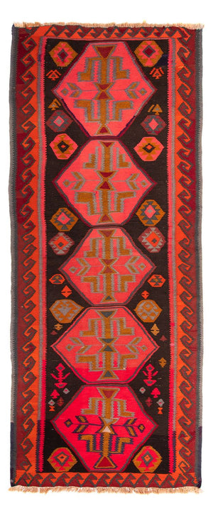 Biegacz Dywan Kelim - Stary - 325 x 140 cm - wielokolorowy