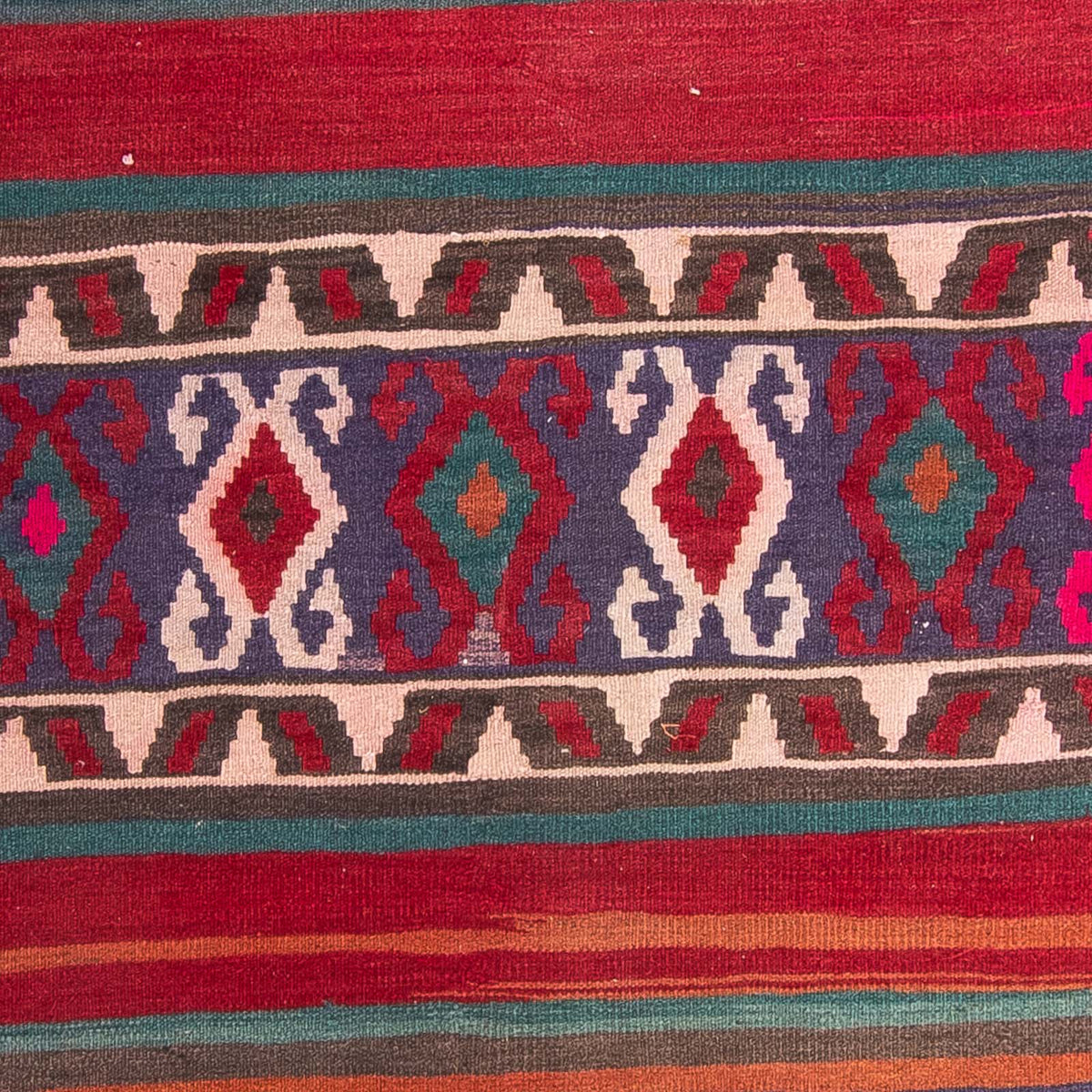 Biegacz Dywan Kelim - Stary - 370 x 140 cm - wielokolorowy