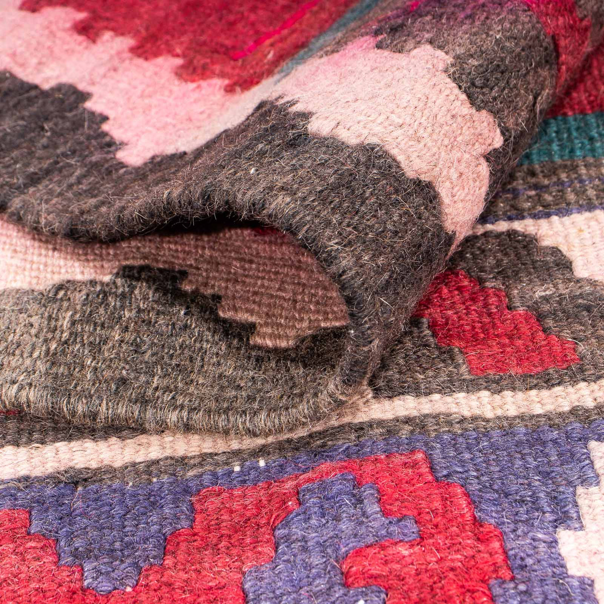 Biegacz Dywan Kelim - Stary - 370 x 140 cm - wielokolorowy