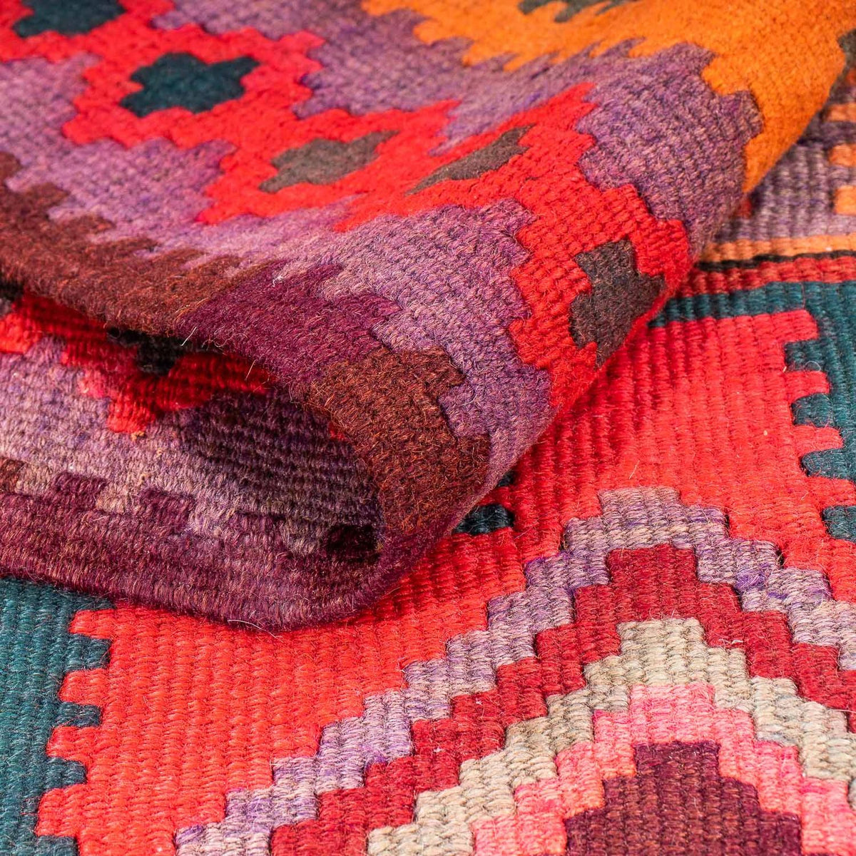 Biegacz Dywan Kelim - Stary - 335 x 150 cm - wielokolorowy