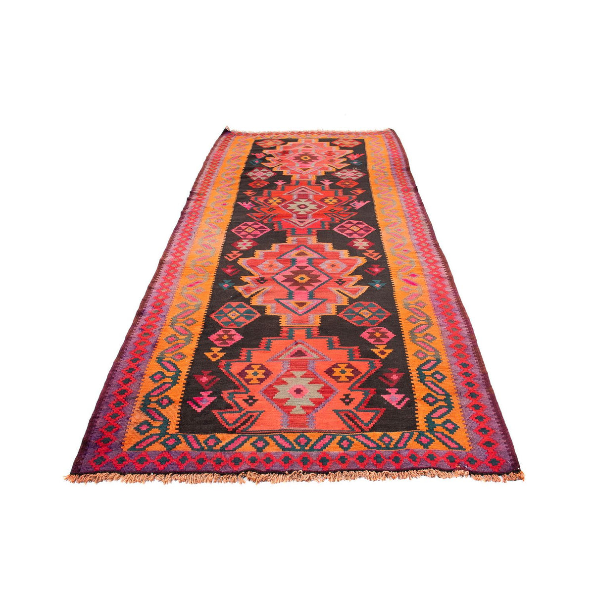 Biegacz Dywan Kelim - Stary - 335 x 150 cm - wielokolorowy